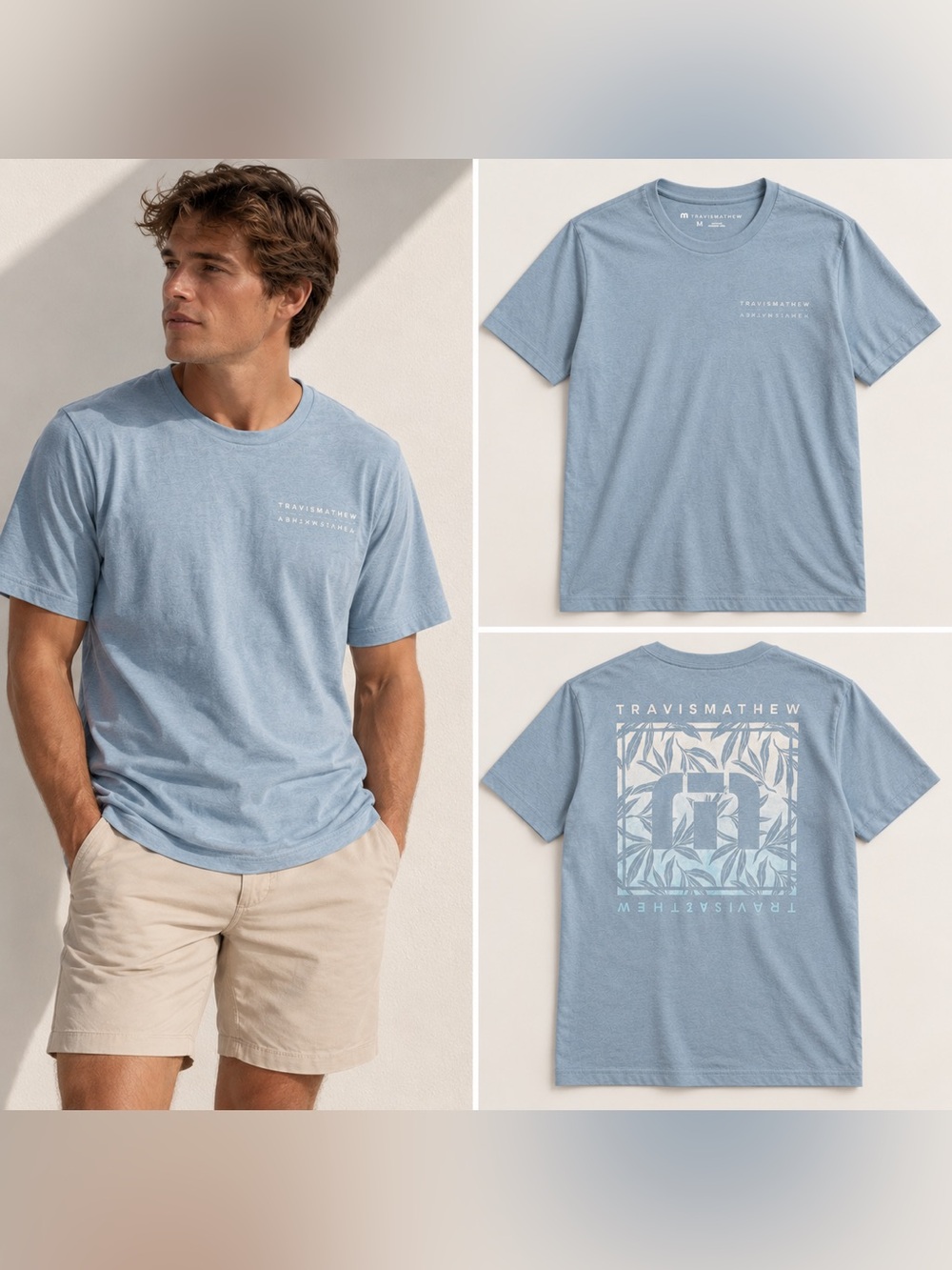 TravisMathew Tropical Logo Graphic Tee Light Blue Men’s M